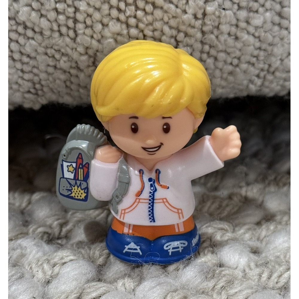 Fisher Price Little People Sit With Me School Bus Eddie Blonde Boy Backpack Toy